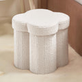 Boucle Flower Storage Ottoman Cube