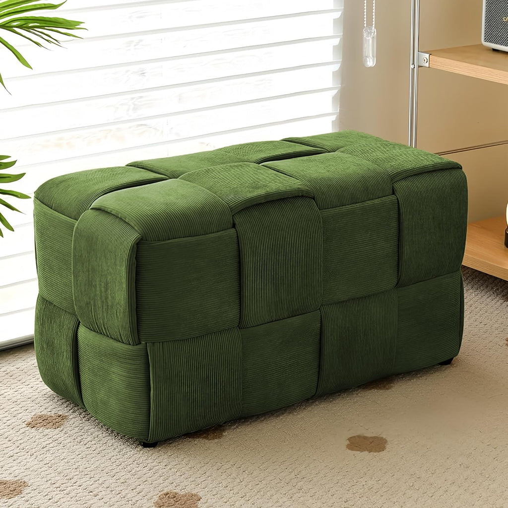 Woven Corduroy Rectangular Ottoman