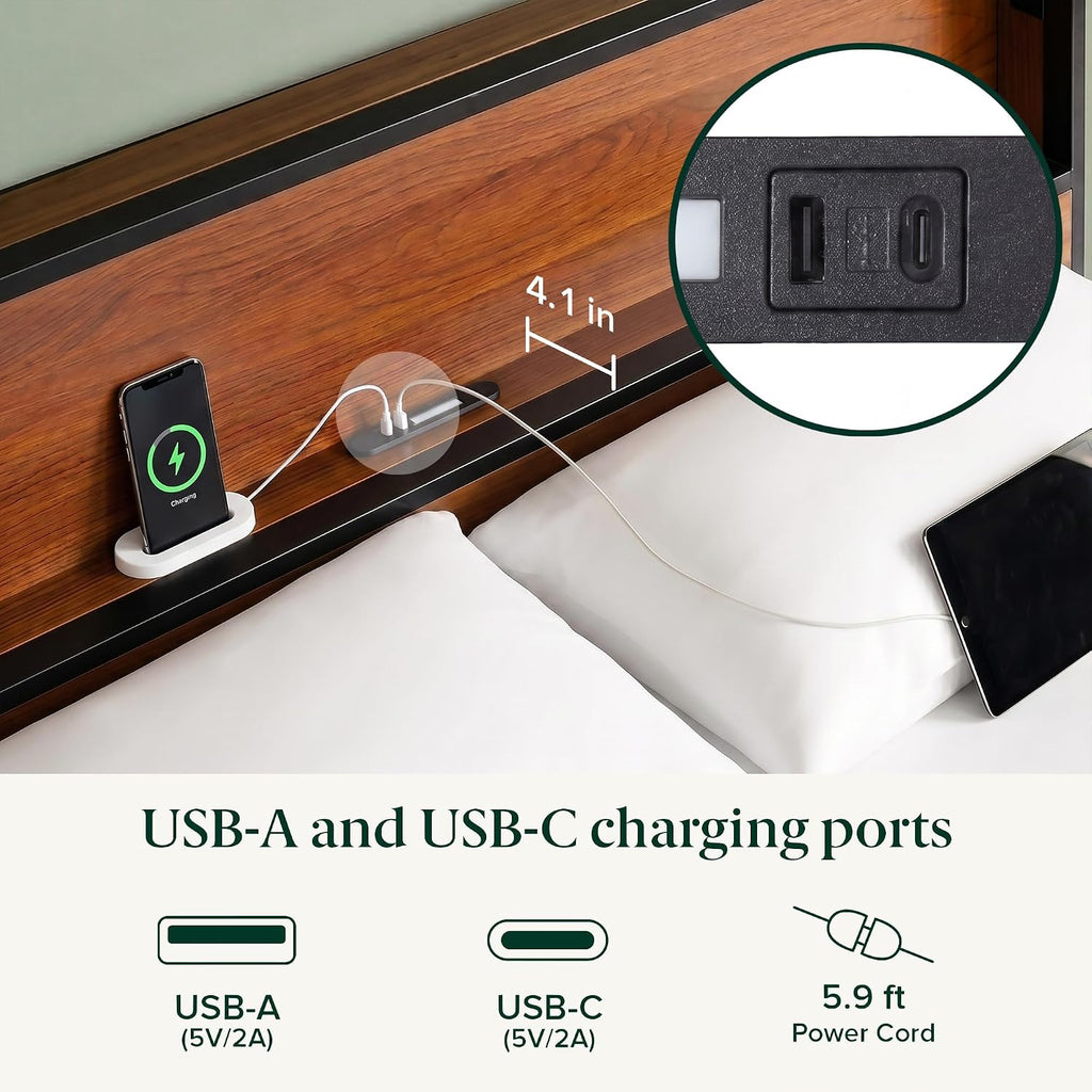 LED USB Twin Storage Bed Frame