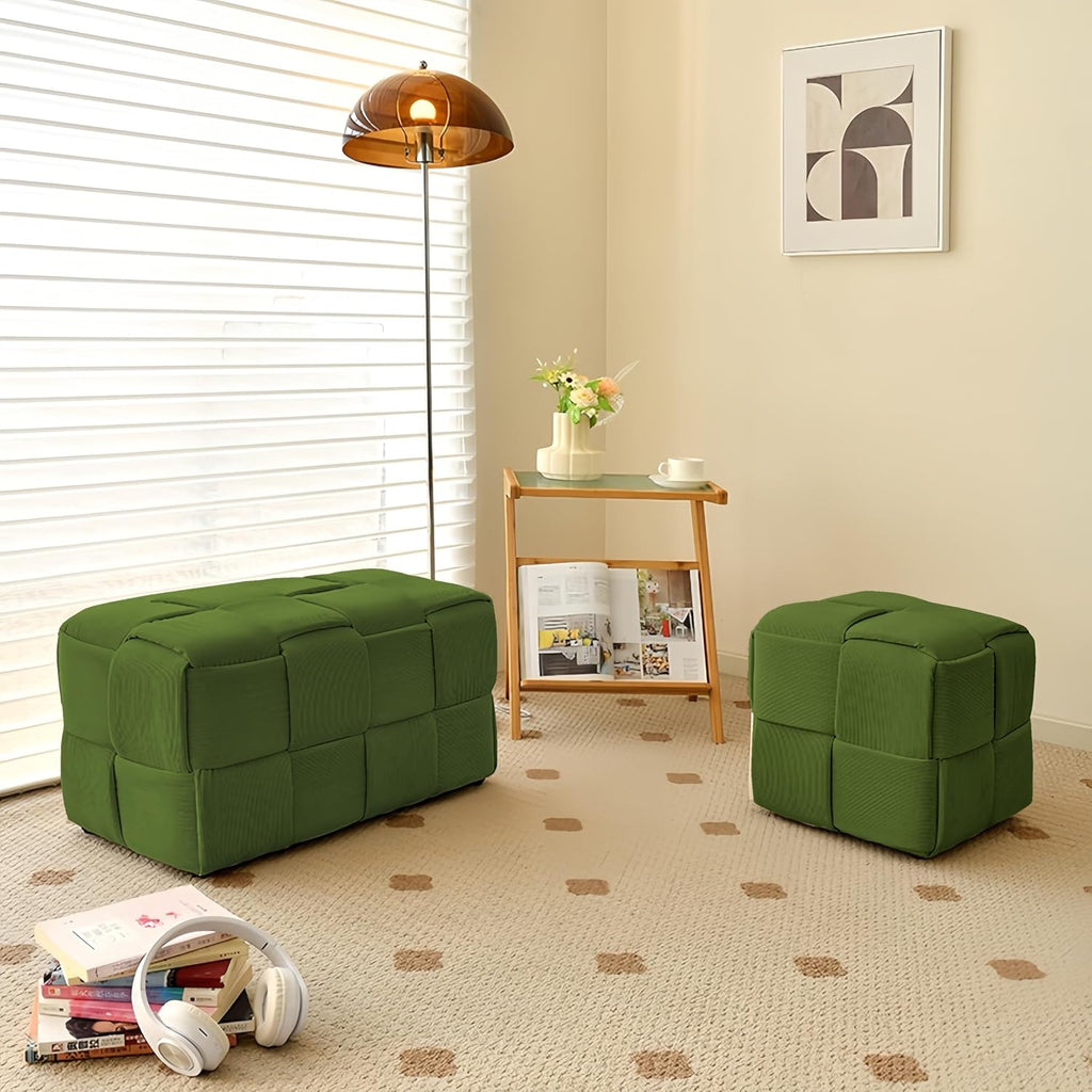 Woven Corduroy Rectangular Ottoman