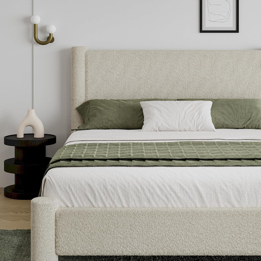 Boucle Queen Upholstered Platform Bed