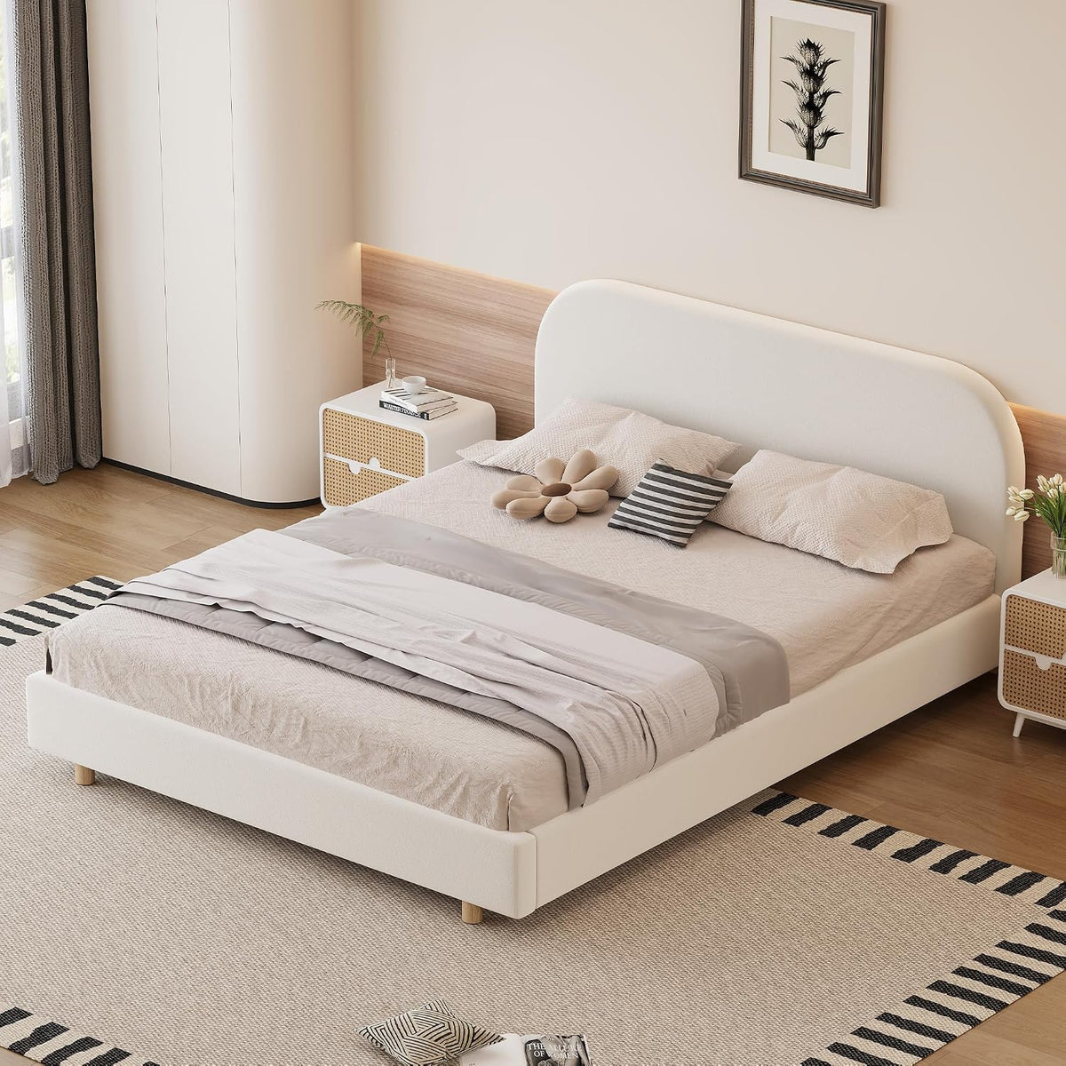 Velvet Queen Curved Platform Bed